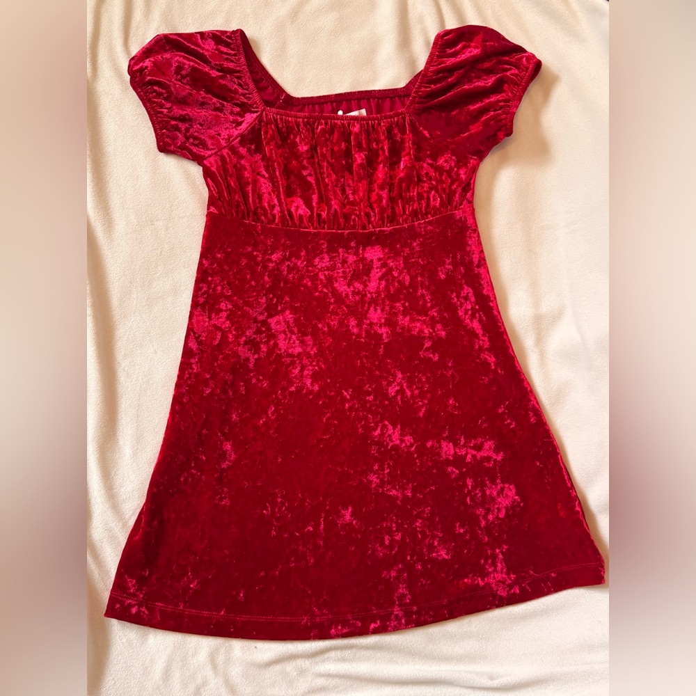 Sugar & Jade Red faux crushed velvet girls size L. Never worn.